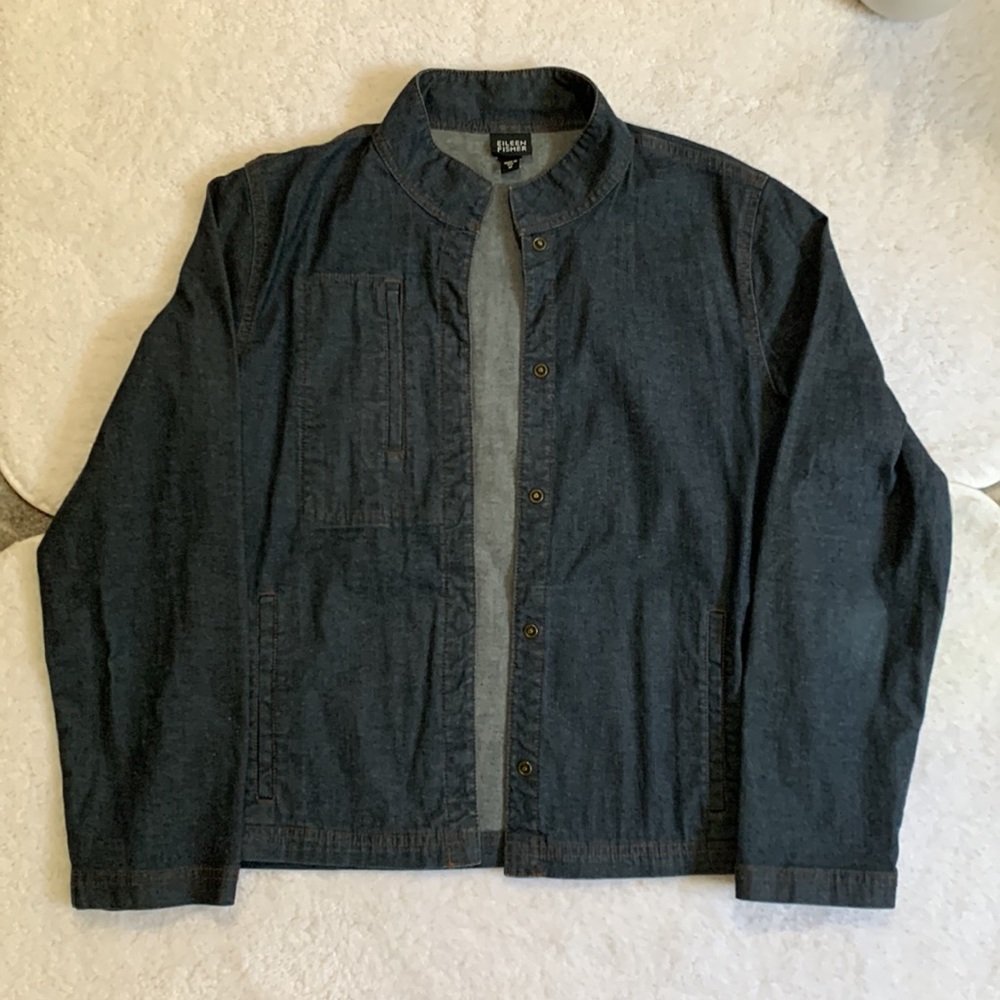 Eileen Fisher Lightweight Blue Denim Snap Front Jacket in Women's SZ M - Picture 2 of 16